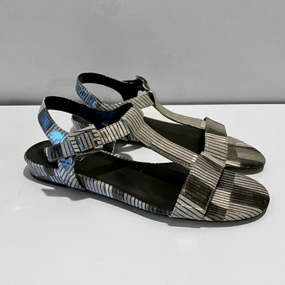Vaneli Ankle Strap Sandals Gray Patent Leather 9.5